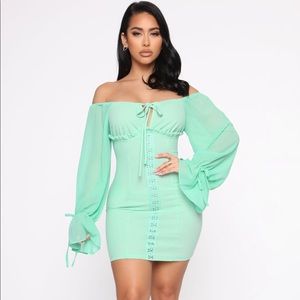 COPY - Mint Off Shoulder Dress| Fashion Nova